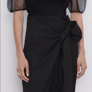 Zara Pants Wrap Tie Front Black Dressy Trousers